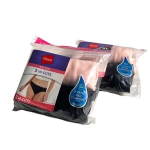 NWT Hanes Women's Hi-Cuts Cotton Panties 8/XL 2 packs/ 4 Pairs